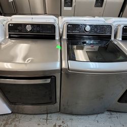 New LG Large Capacity Top Loading Washer With Agitator And Gas Dryer Set 