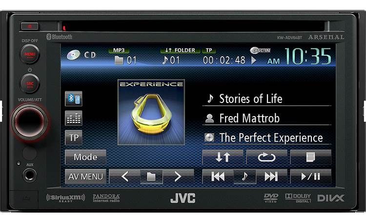 JVC KW-ADV64BT CD DVD Receiver - Missing Knob, 2-DIN In-Dash, Bluetooth, 6.1" Touchscreen