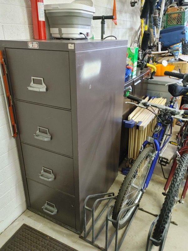 File Cabinet, Juicer, Chlorine Tabs,  Dishes,