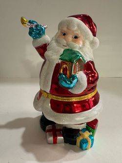 Christopher Radko 2007 Santa Hinged Ceramic Candy Jar 7.5"