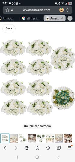 Blosmon Artificial Flower Kissing Balls for Wedding Table Centerpieces 10Pcs 15.7 Large White Fake Roses Hydrangea Flower Arrangement