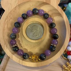 Flower Amethyst/Obsidian Bracelet