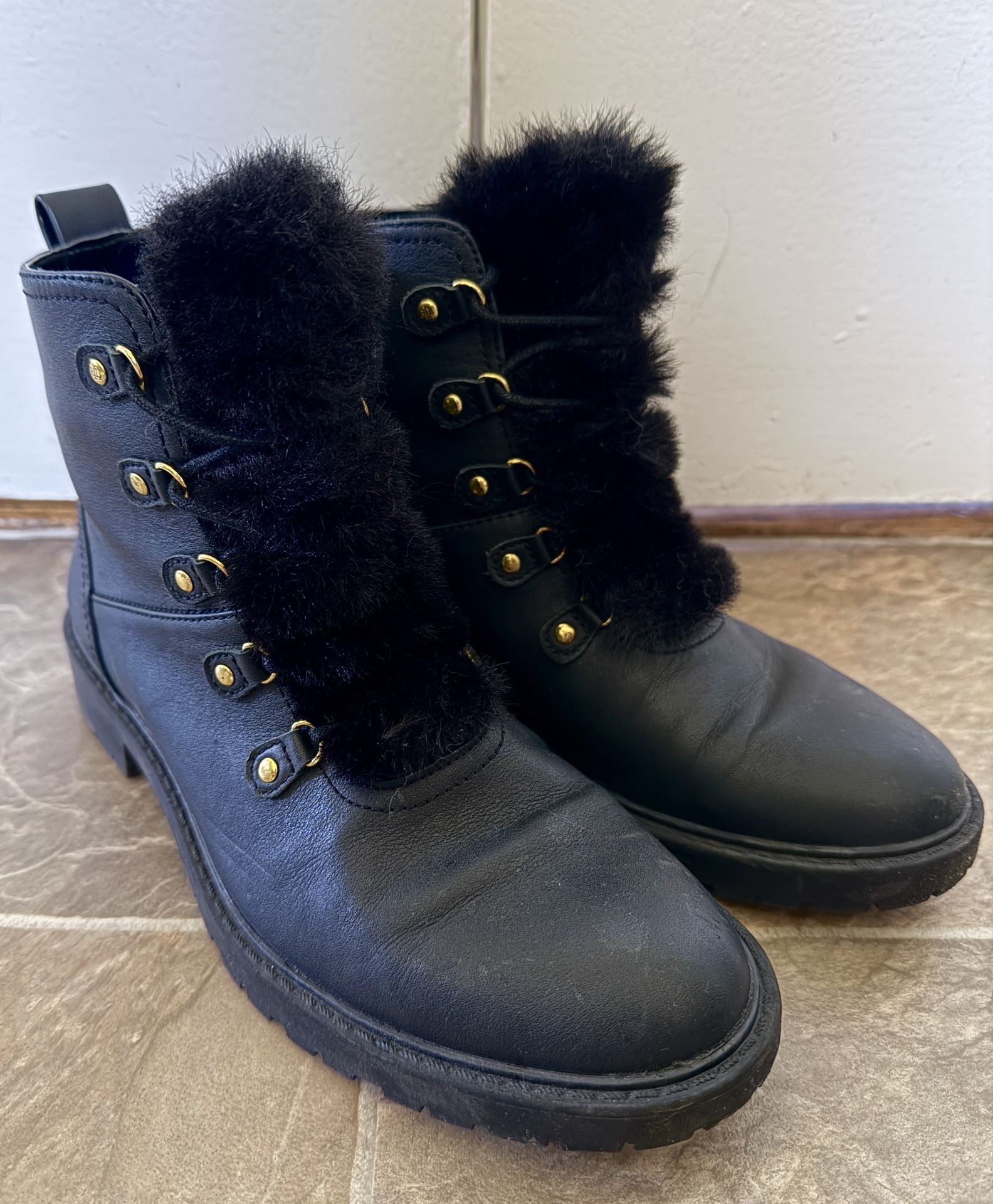 Ralph Lauren Black Leather Boots 8.5