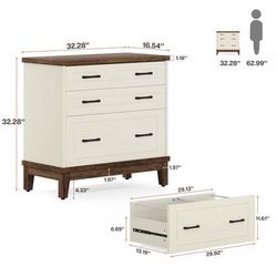 Lateral File Cabinet, 3-drawer Filing Cabinet For A4/letter/legal Size