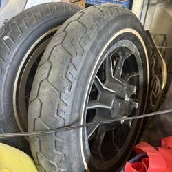 Set Of Harley Rims With Tires 