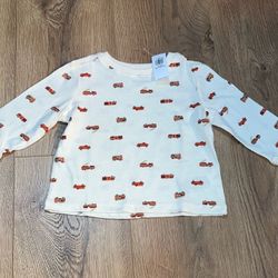 Old Navy Toddler Boy’s Long Sleeve Firetruck Shirt, Size 12-18 Months