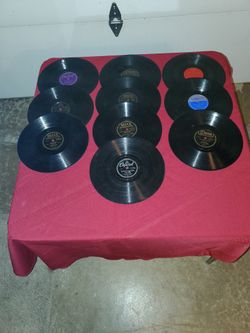 A group of 10.   78RPM records.