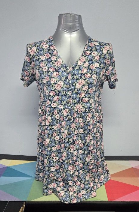 Vintage Floral Print Baby Doll Top/dress Size S