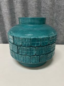 Vintage Crate & Barrel Vianni Vase Turquoise Made in Philippines