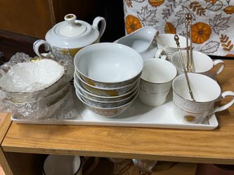 White and Gold Porcelain Tea Set