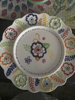Multicolored Dish With Painted Flowers