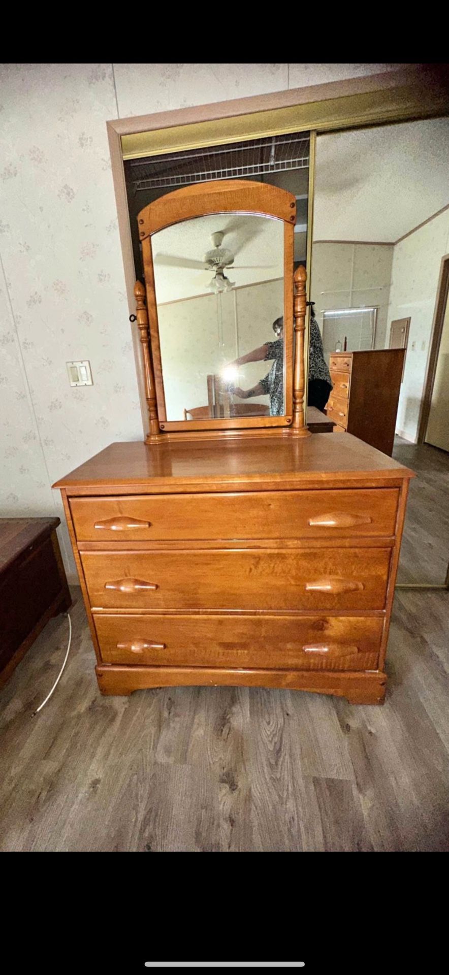 Wooden Dresser With Mirror