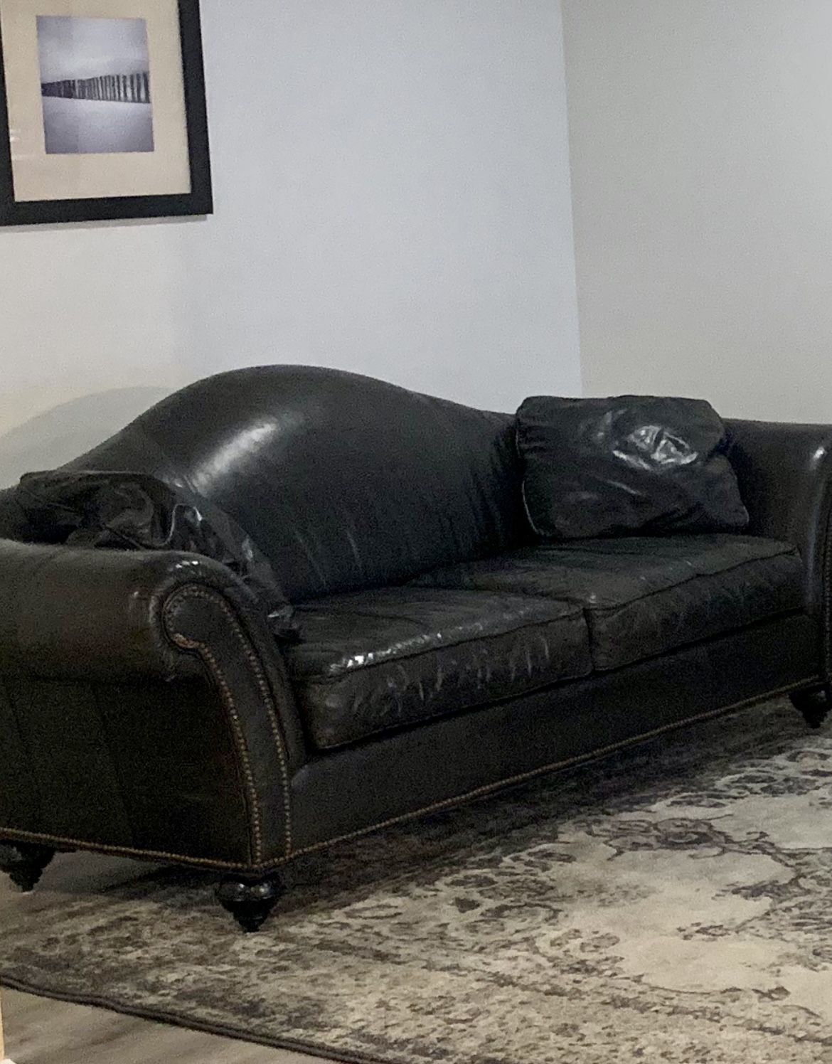 Black Italian leather Sofa