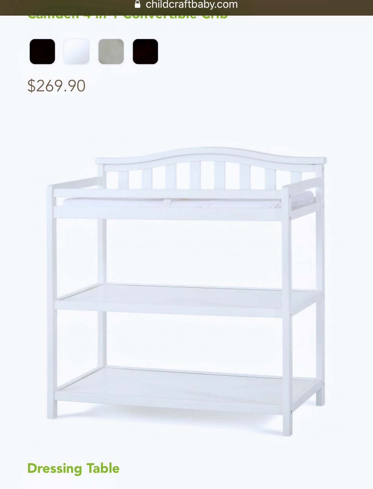 Brand new never opened before dressing table and changing table cost $269 asking for $60 thanks