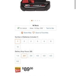 Battery Milwaukee M-18 2.0 CP