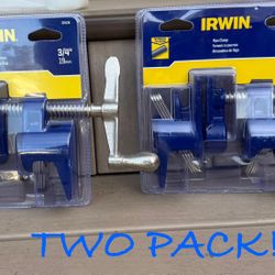 2 PACK* Irwin Quick Grip 224134 3/4" Pipe Clamp No Threaded Pipe Needed 