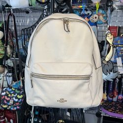 Coach Cream Color Leather Backpack Unisex