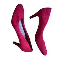 Red Suede Low Heels