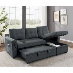 L Sectional Couch With Pull Out Bed USB Port Storage Underneath Etc New In Box 📦 