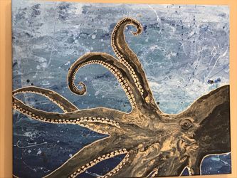 Original octopus painting by artist size 16 x 20”