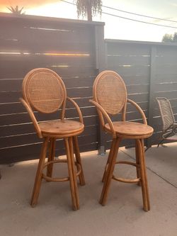 Vintage Cane Bar Stools