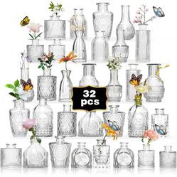 32 Glass Bud Vases 