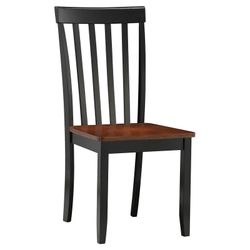 East West Avon Dining Chairs - Set of 2 - Black/Cherry, Wood Seat