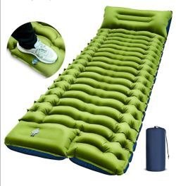 FUN PAC Single Green Camping Sleeping Pad with Pillow