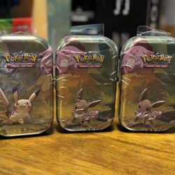 Pokemon TCG: Kanto Friends Mini Tin - LOT OF 3 Tins New Sealed Eve Pikachu 
