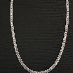 Flat Sterling Silver Plated 18” Chain Necklace