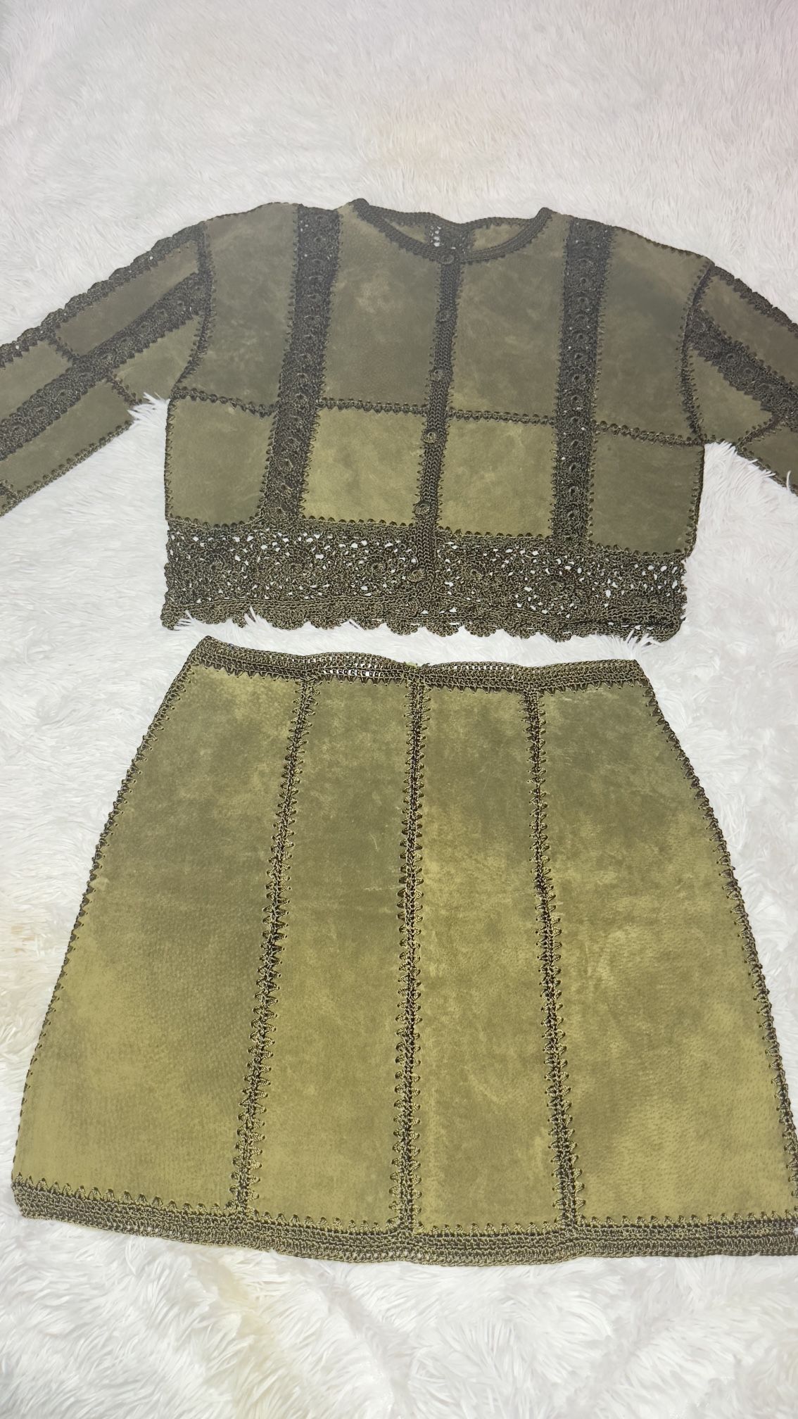 IDI By Matthew Vintage Leather Detailed Skirt Set