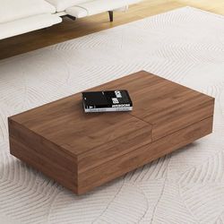 1835a  Mid-Century Modern Expandable Coffee Table (47.2"-81.8" Adjustable Centerpiece),Center Table with Large Storage for Living Room Living Rooms, B