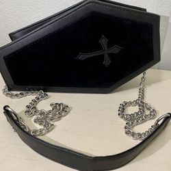 Halloween Goth Coffin Cross Crossbody Purse Bag 