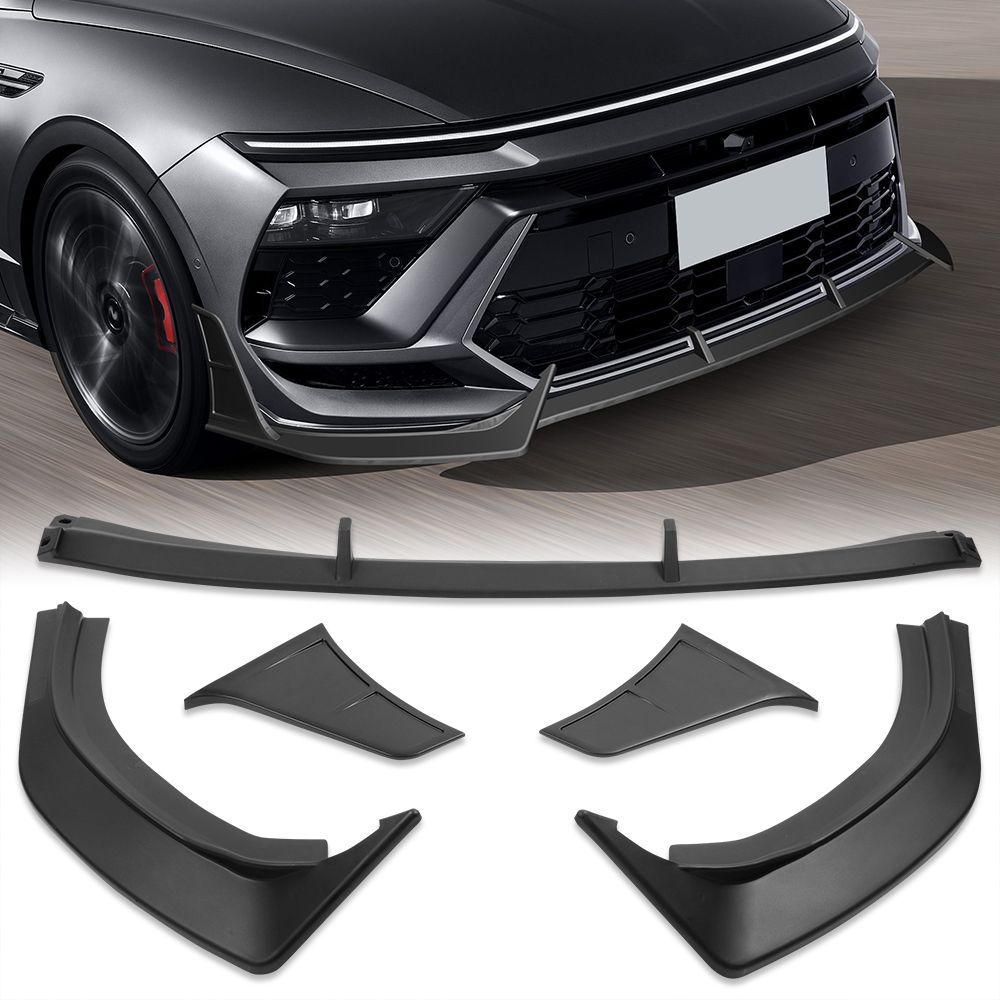 For 2024-2025 Hyundai Sonata N-Line Matt Black Front Bumper Lip Splitter Spoiler -(2-PU-393