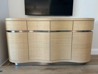 CB2 Grass Cloth Console Cabinet