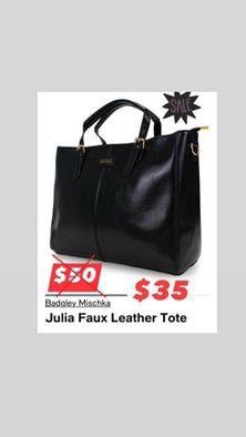 New Badgley Mischka  Julia Faux Leather Tote