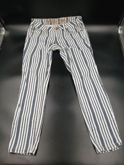 Blue and White Striped Jeans