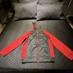 Adidas Youth Large (14/16) Full Zip Hoodie Jacket Black Red Athletic Training