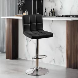 Black Faux Leather Adjustable Bar Stool