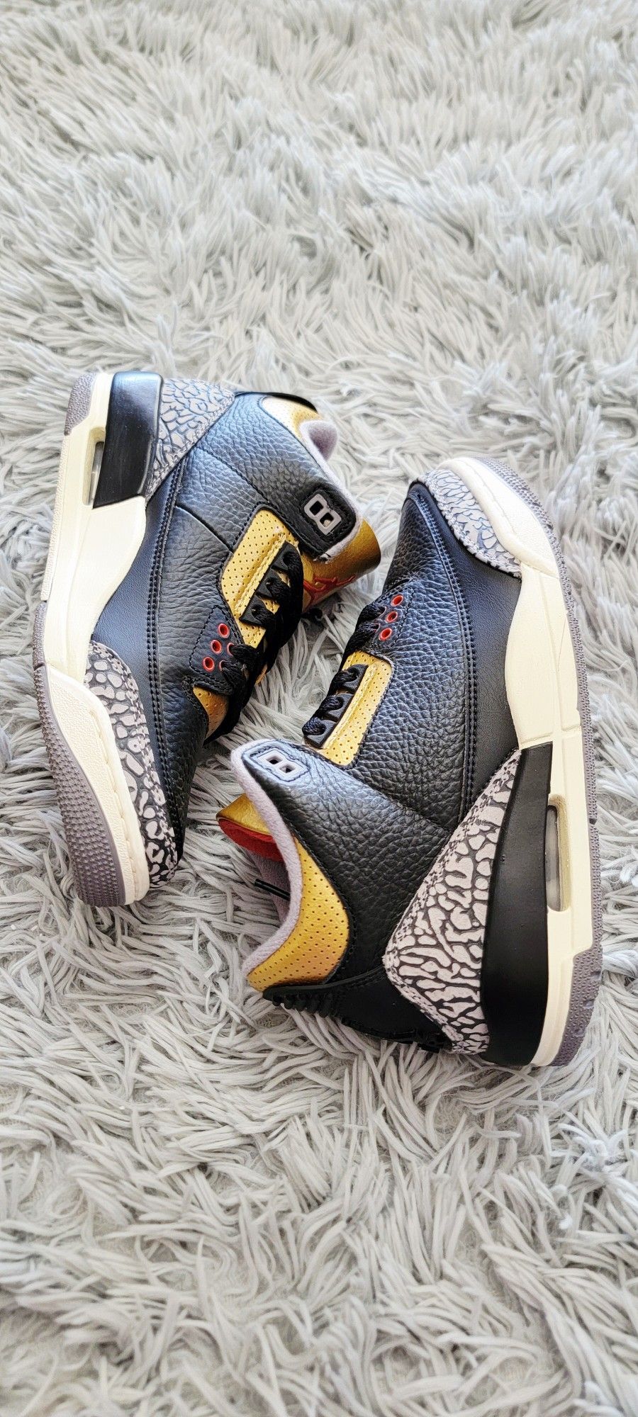 Size 6.5 Women's Nike Air Jordan 3 Retro Black/Fire Metallic Gold CK9246-067.