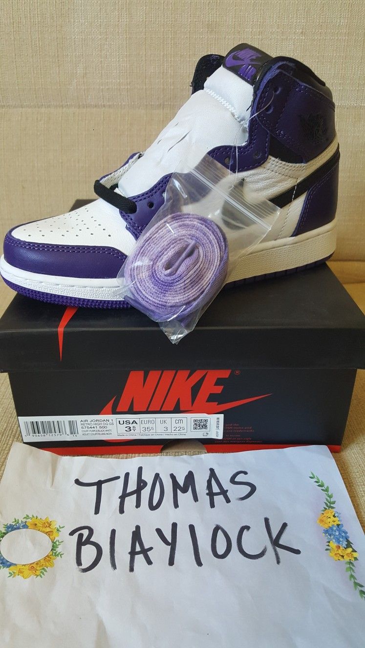 Nike Air Jordan Retro Og High Court Purple Grade School Size