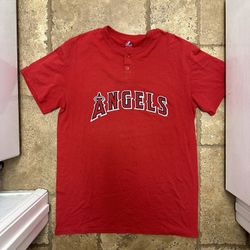 MLB Anaheim Angels Of Los Angeles Majestic 2 Button Up Shirt Size XL Men’s