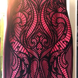 ECI Black lace on a red background