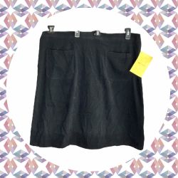 Denim & Co. New w Tag From QVC Black Elastic Back Skirt w Side Zip/Button Women 3X