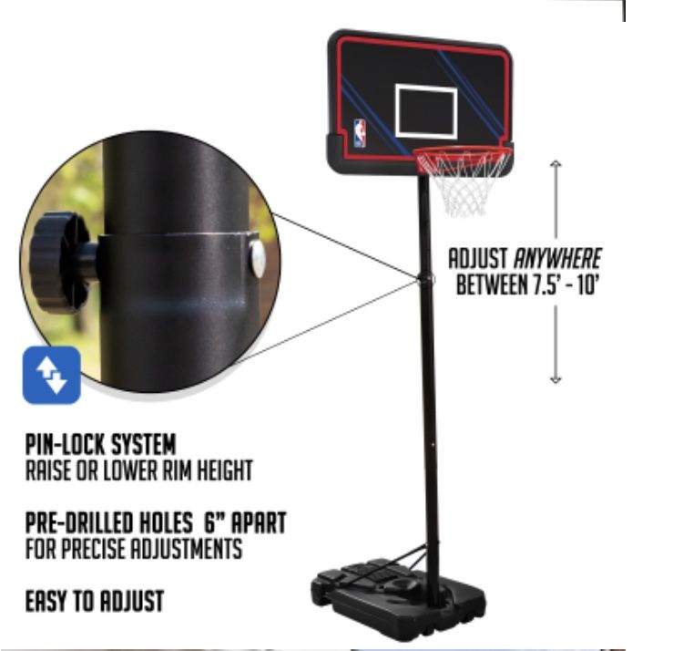 Official NBA 44” Portable Basketball Hoop with Polyethylene Backboard Black - 44"