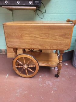 Tea cart solid maple wood vintage