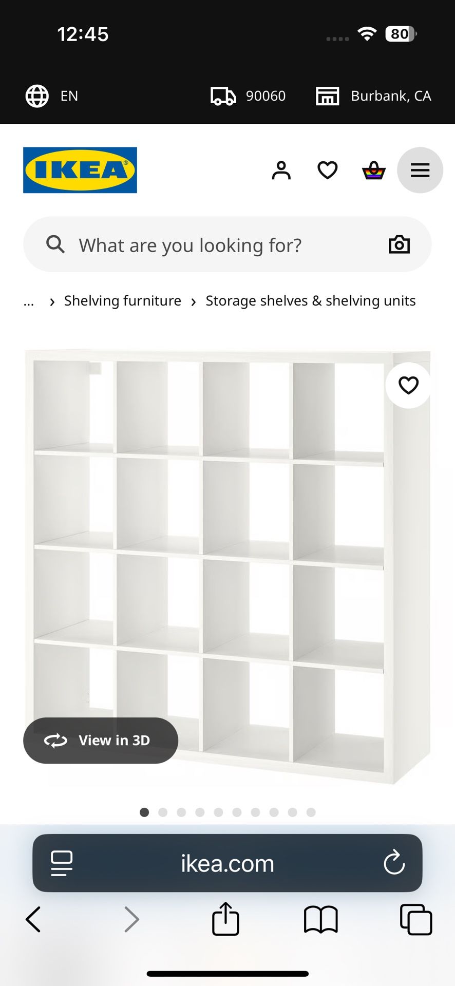 IKEA KALLAX Shelf unit, white, 57 7/8x57 5/8 "