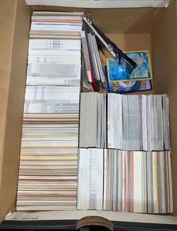 Box of Hundreds of Sports Cards, Baseball Basketball Football and Extras