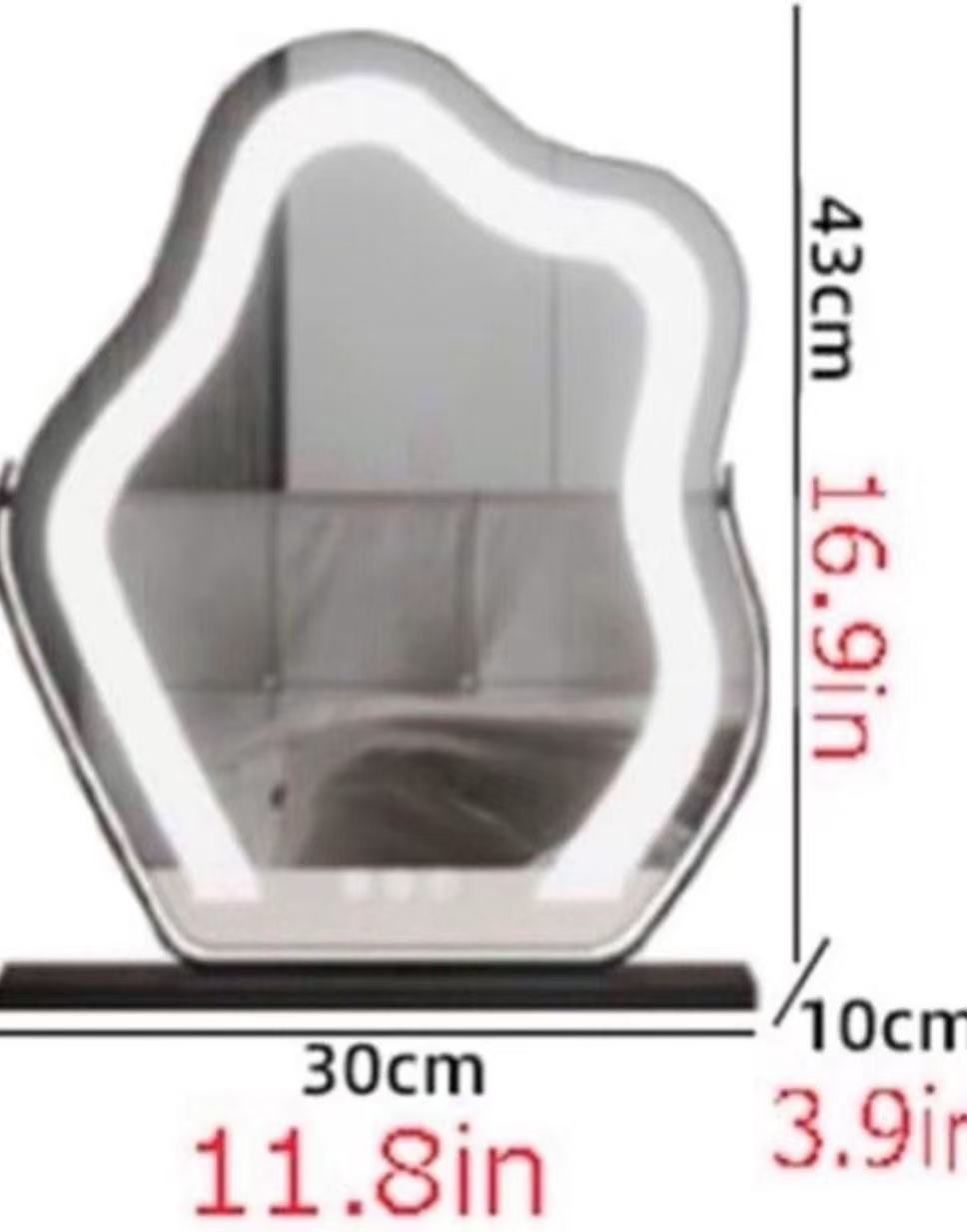 Vertical Vanity Mirror,Anti-Fog Large Circle Makeup Mirror, 3-Color Dimmable LED Light,Cloud Shaped Makeup Mirror with LED Light(Color:White