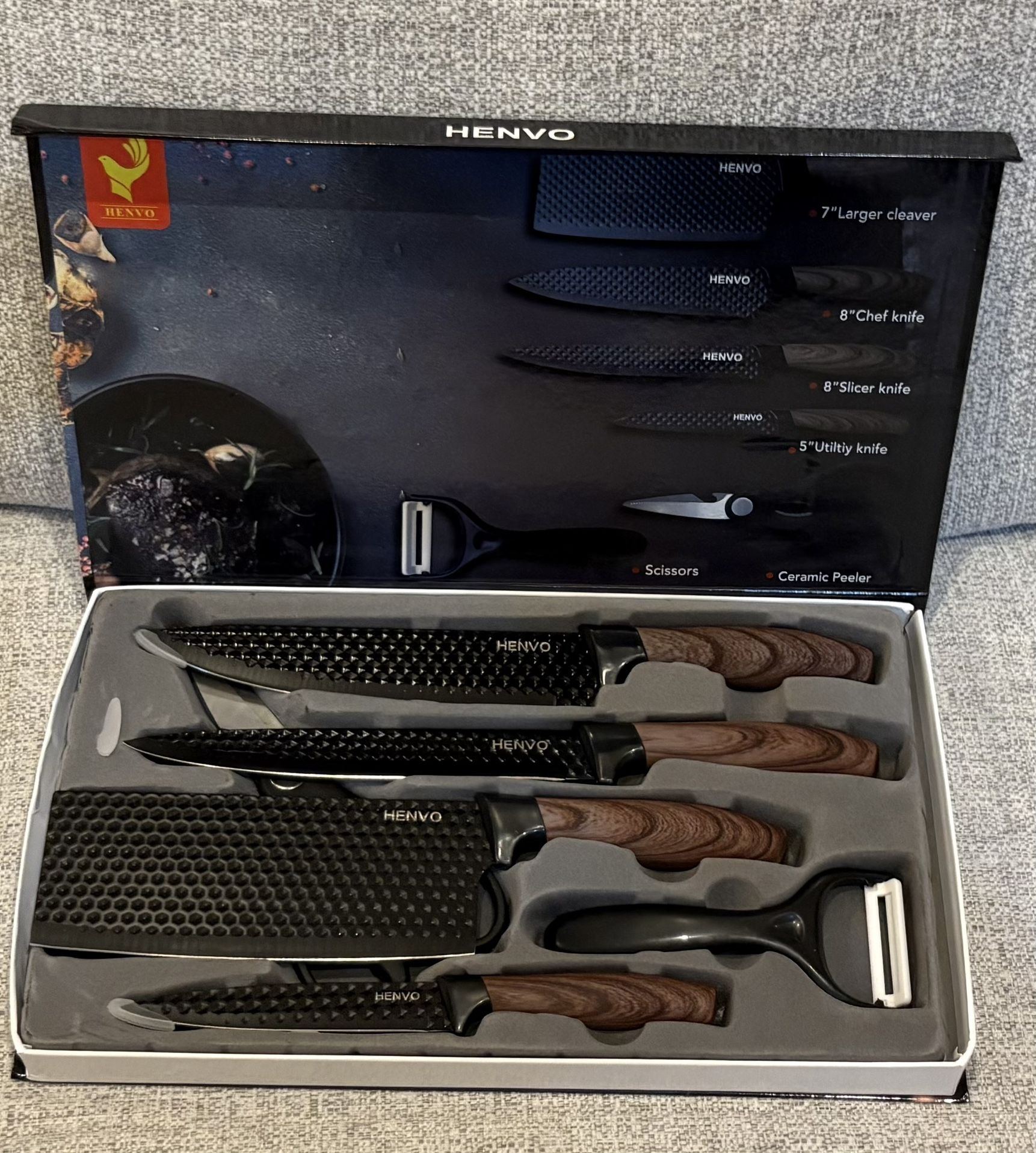 6 Pc Professional Kitchen Knife Set High Carbon Forged Stainless Steel New Gift